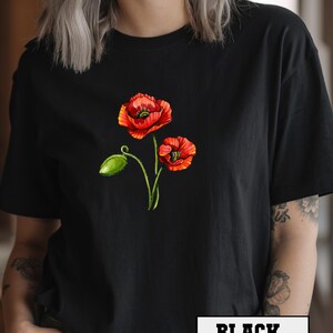 Poppy Flower Crop Top, Screen Printed, Hand Printed