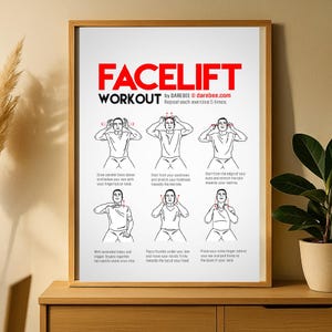 Facelift Workout Poster for Hospital Room Wellness Decor Facial Exercise Chart Anti Aging Recovery Art