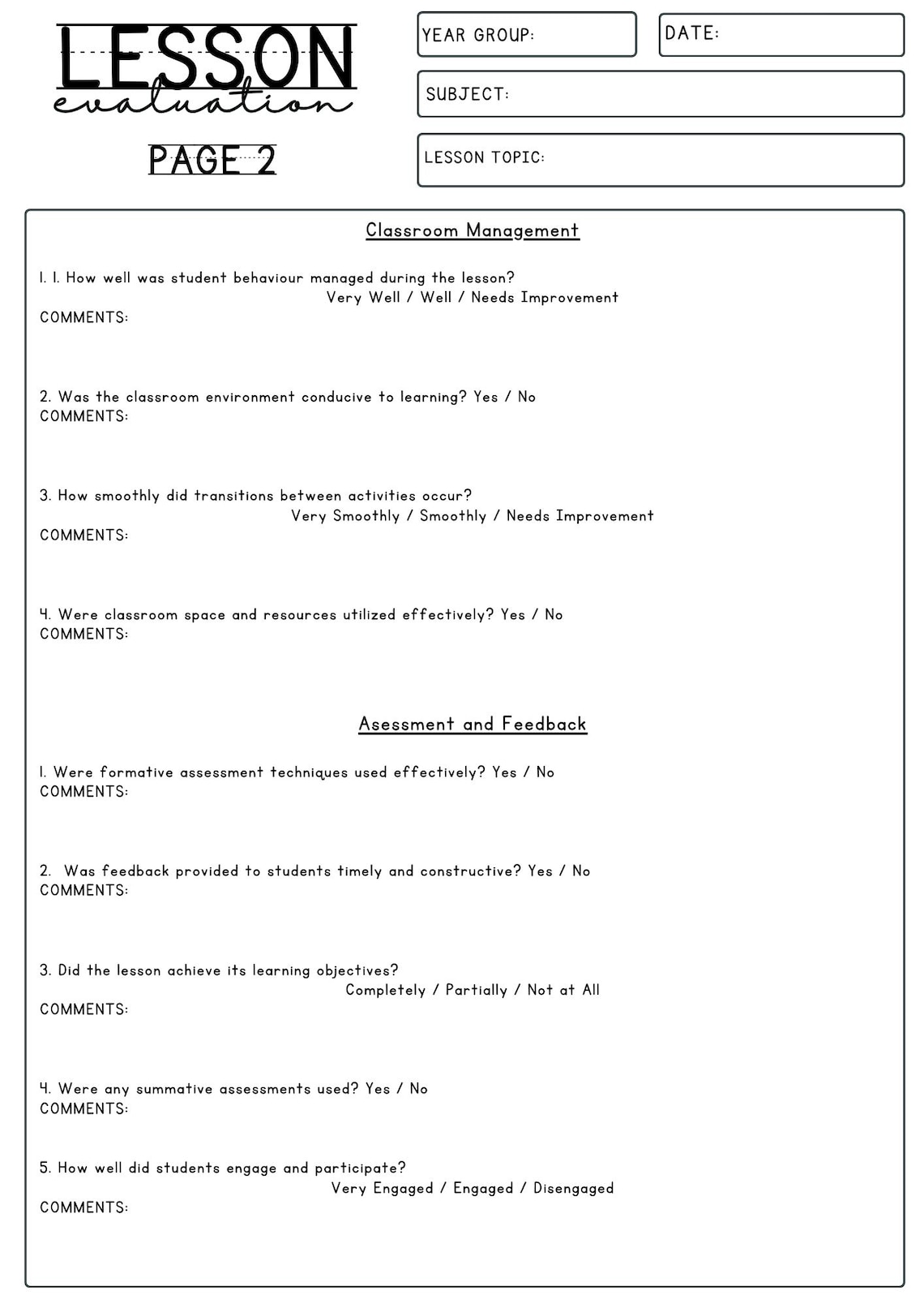 Lesson Plan and Lesson Evaluation Template - Editable Canva Link ...