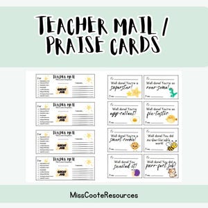 Courrier de l'enseignant/Carte de louanges - Ressource utile pour l'enseignant, Relation enseignant-élève, Affirmations positives, Notes pour la maison, Cartes de félicitations