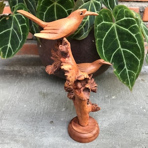 Wooden Sparrow Couple, Couple Bird Figurine, Sparrow Sculpture, Home Decor, Christmas Gifts, Christmas Ornaments, Christmas Decor, Art Gifts