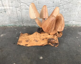 Wooden Mushroom Woodcarving, Mushroom Figurine, Mushroom Wooden Figurine, Home Decor, Christmas Gifts, Christmas Decor, Christmas Ornaments