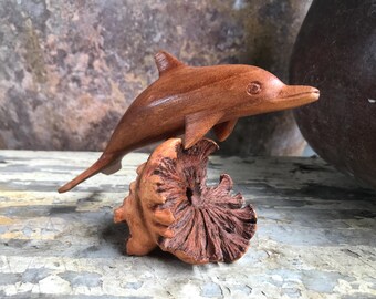Statue de dauphin, Sculpture de dauphin, Décoration d'intérieur, Cadeaux de Noël, Décorations de Noël, Cadeau pour mère, Cadeau pour père, Sculpture sur bois de dauphin