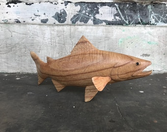 木製の鮭の彫刻（大） - Etsy 日本