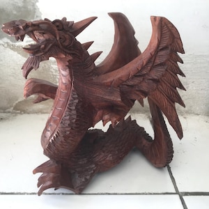 Dragon Wooden Figurine, Standing Dragon Wooden, Dragon Sculpture, Wood Carving, Dragon Wood Carving, Home Decor, Gift For Mother, Art Decor