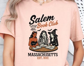 Salem Book Club Shirt,Book Lover Halloween Shirt,Witchy Book Club Shirt,Spooky Girl Reading Shirt,Witchy Book Lover Gift,Witches Salem Shirt