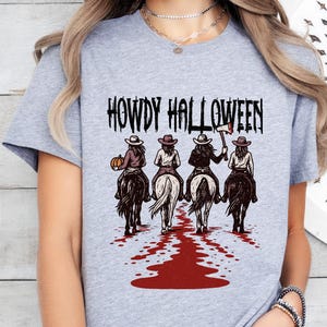 Howdy Halloween T Shirt,Western Halloween Girls Gift Tee,Funny Cowgirls Riding Shirt,Spooky Western Halloween Costume,Halloween Cowboy Shirt