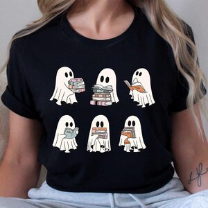 Ghosts Reading Books Shirt, Bookish Halloween Gift, Halloween Teacher Gift, Librarian Halloween Tee, Book Reader Ghost,Books Lover Ghost Tee