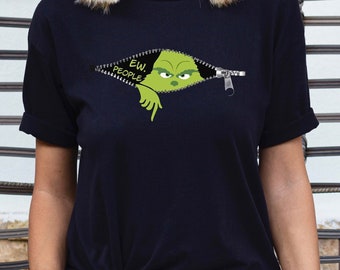 Ew People Baby Tee, Grinchmas Tank Top, Funny Christmas Crop Top, Merry Grinchmas Tee, Winter Season Baby Tee, New Year Party Gifts, S538