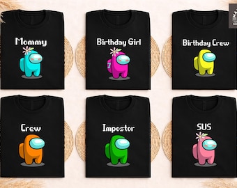 Among Us Birthday Family Matching Shirts, Birthday Girl Gamer Tee, Video Game Party Outfit