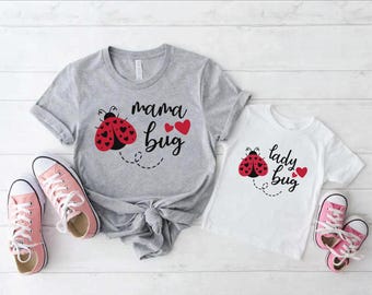 Mama Bug Lady Bug Shirt, Matching Mom Daughter Tee, Mommy and Me Outfit