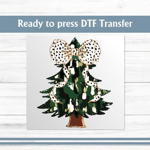 Christmas Coquette Tree DTF Transfer, Christmas Tree Coquette Bow Ready To Press, Christmas Tree DTF Ready To Press, Christmas Heat Transfer