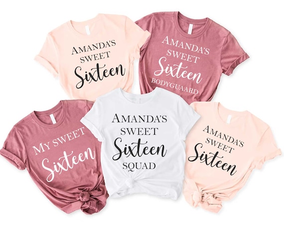 Personalized Sweet 16 Shirt, Custom Birthday Girl Tee, Sixteen Squad T-Shirt, Sweet Sixteen Gift
