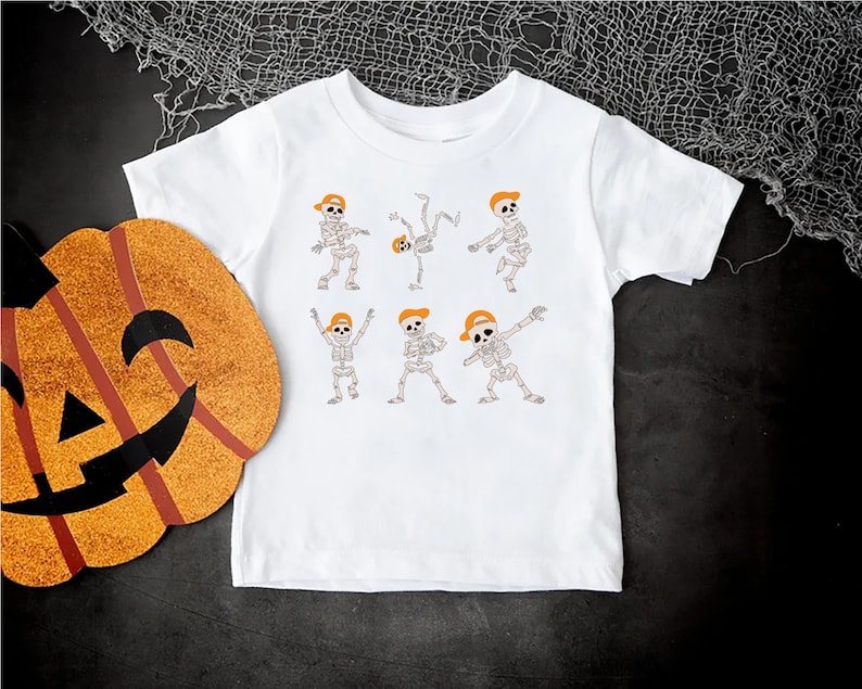 Kids Dancing Skeleton Halloween Shirt, Boys Halloween Shirt, Girls Halloween Shirt, Halloween Shirts for Kids, Dancing Skeleton Shirt bild 3