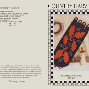 November Penny Rug Country Harvest Digital Pattern - Etsy