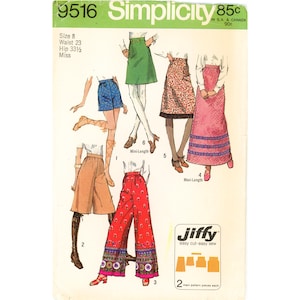 1971 9516 Simplicity No Side-seam Pants Shorts Skirt Gauchos or Culottes Fashion Pattern