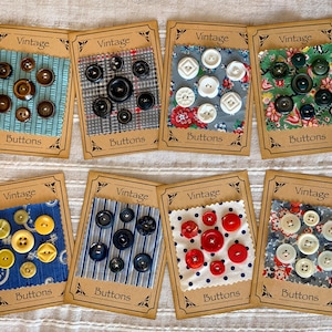 Fun Vintage Fabric and Button Cards Country Harvest