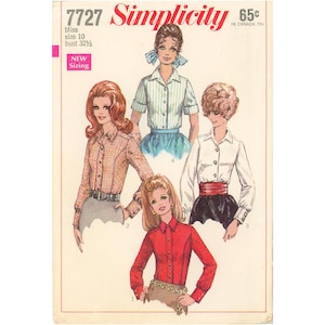 1968 7727 Simplicity Mid Mod Blouse Fashion Pattern