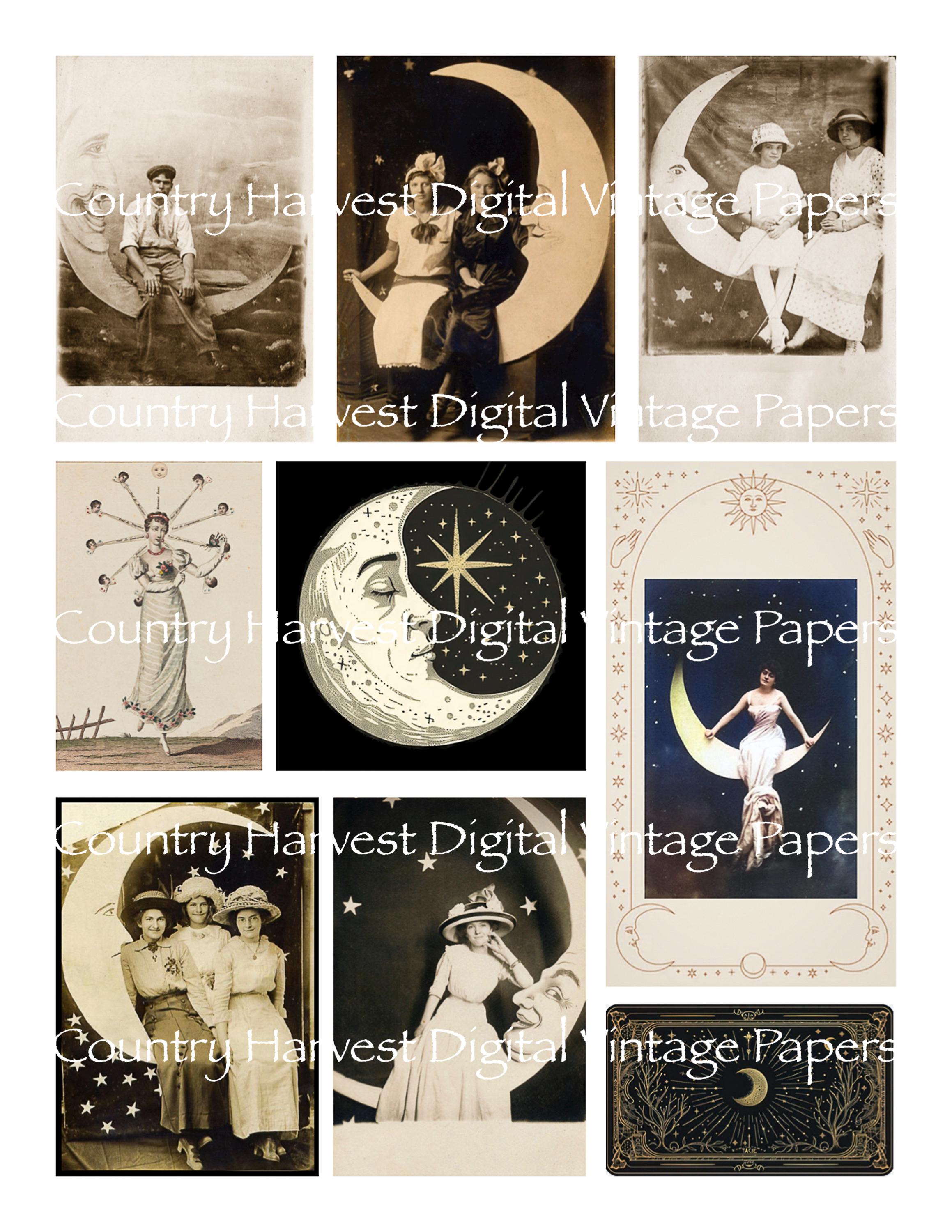 Paper Moon Ephemera Junk Journal Scrapbook Digital Collage - Etsy