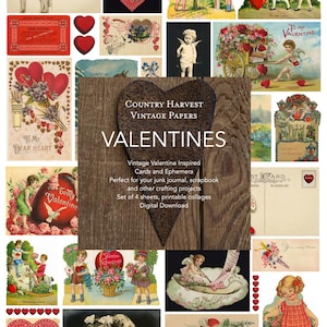Saint-Valentin Ephemera Junk Journal Scrapbooking Digital Collage vintage Papers Country Harvest
