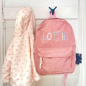 Personalised backpack for children and toddlers ideal for nursery, pre-school, school, days out, baby bag, changing bag. Hand embroidered.