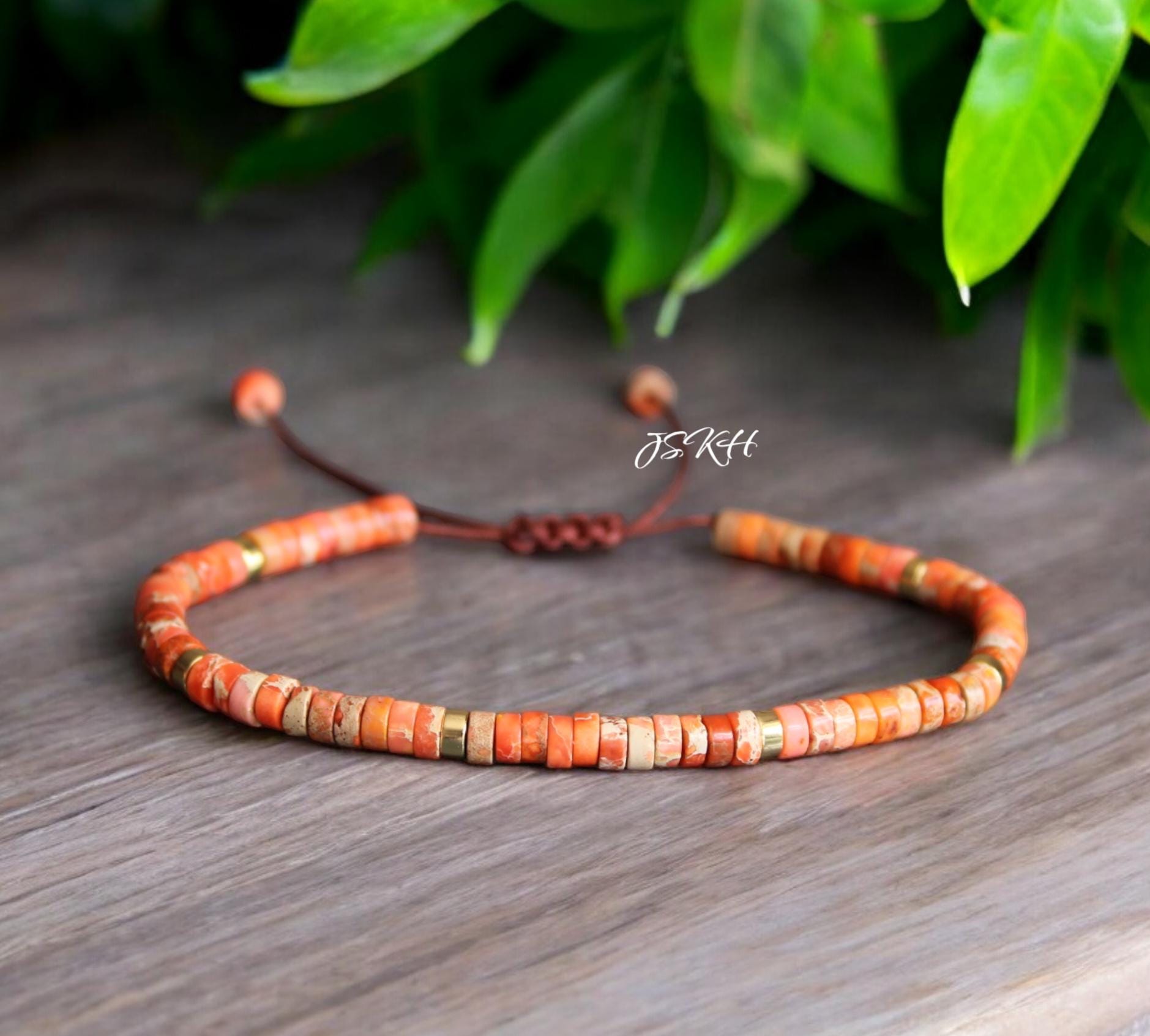 Orange stone bracelet - Etsy 日本