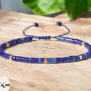 Lapis Lazuli 4×4 mm armband, justerbart minimalistiskt ädelstensarmband, armband med naturstenspärlor minimalistiskt armband tibetanskt boho