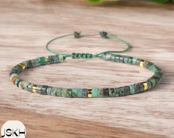 Braccialetto di perline delicato turchese africano da 4 mm Bracciale di perline in pietra naturale Bracciale minimalista Bracciale tibetano Boho