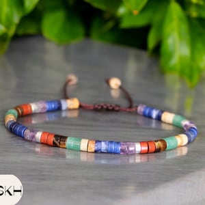 7 Chakra Armband Naturstein Meditation Boho Yoga Armband, Edelstein Armband, Balance, Kraft, Schutz, Ruhe, Erdung,