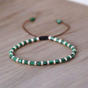 Malachietarmband sierlijke kralenarmband 4 × 4 mm Natuursteen kralenarmband minimalistische armband tibetaanse boho-armband