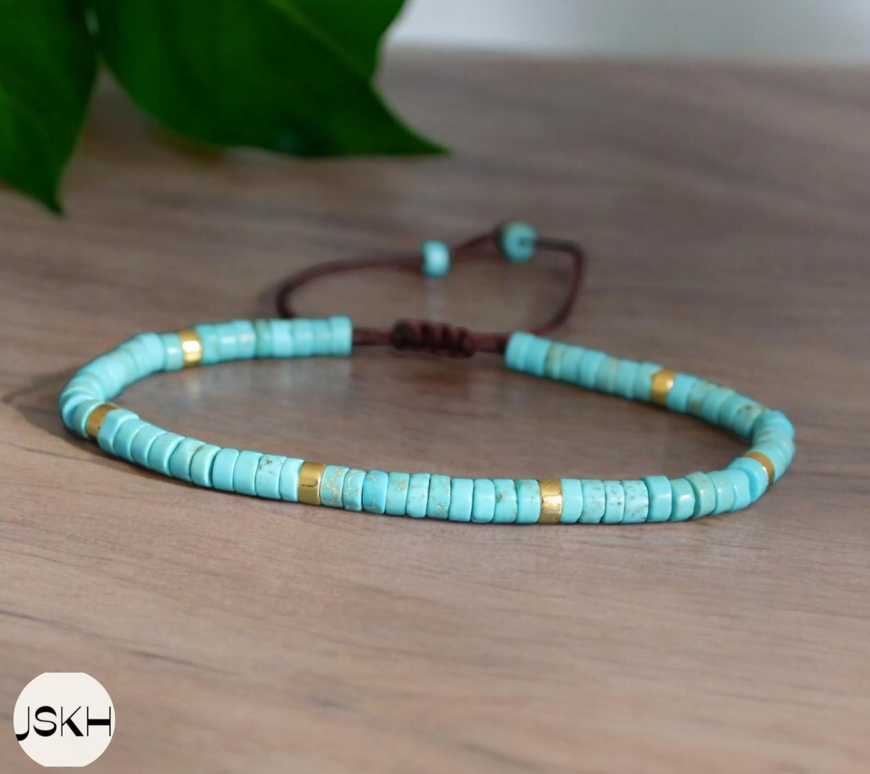 Braccialetto di perline delicato in diaspro turchese da 4 mm, bracciale di perline in pietra naturale, bracciale minimalista tibetano Boho