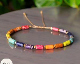 7 Chakra Bracelet natural stone Meditation Bohemian Yoga Bracelet, Gemstone Bracelet, Balance, power, protection, calm, grounding,