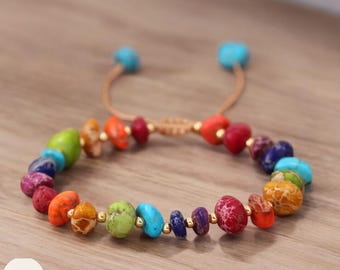7 Chakra Bracelet natural stone Meditation Bohemian Yoga Bracelet,5-7 mm Gemstone Bracelet, Balance, protection, calm, grounding