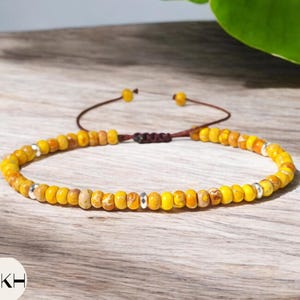 Orange jasper dainty beaded bracelet 4mm Natural stone beaded bracelet minimalist bracelet tibetan Boho bracelet