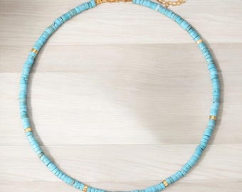 Collana di perline di diaspro turchese, collana boho minimalista, collana di pietra naturale, collana delicata, collana tibetana, yoga, 2 x 4 mm