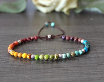 7 Chakra Bracelet natural stone Meditation Bohemian Yoga Bracelet, Gemstone Bracelet, Balance, power, protection, calm, grounding,