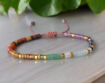 グリーンアベンチュリンの繊細なビーズブレスレット 4×13mm 天然石