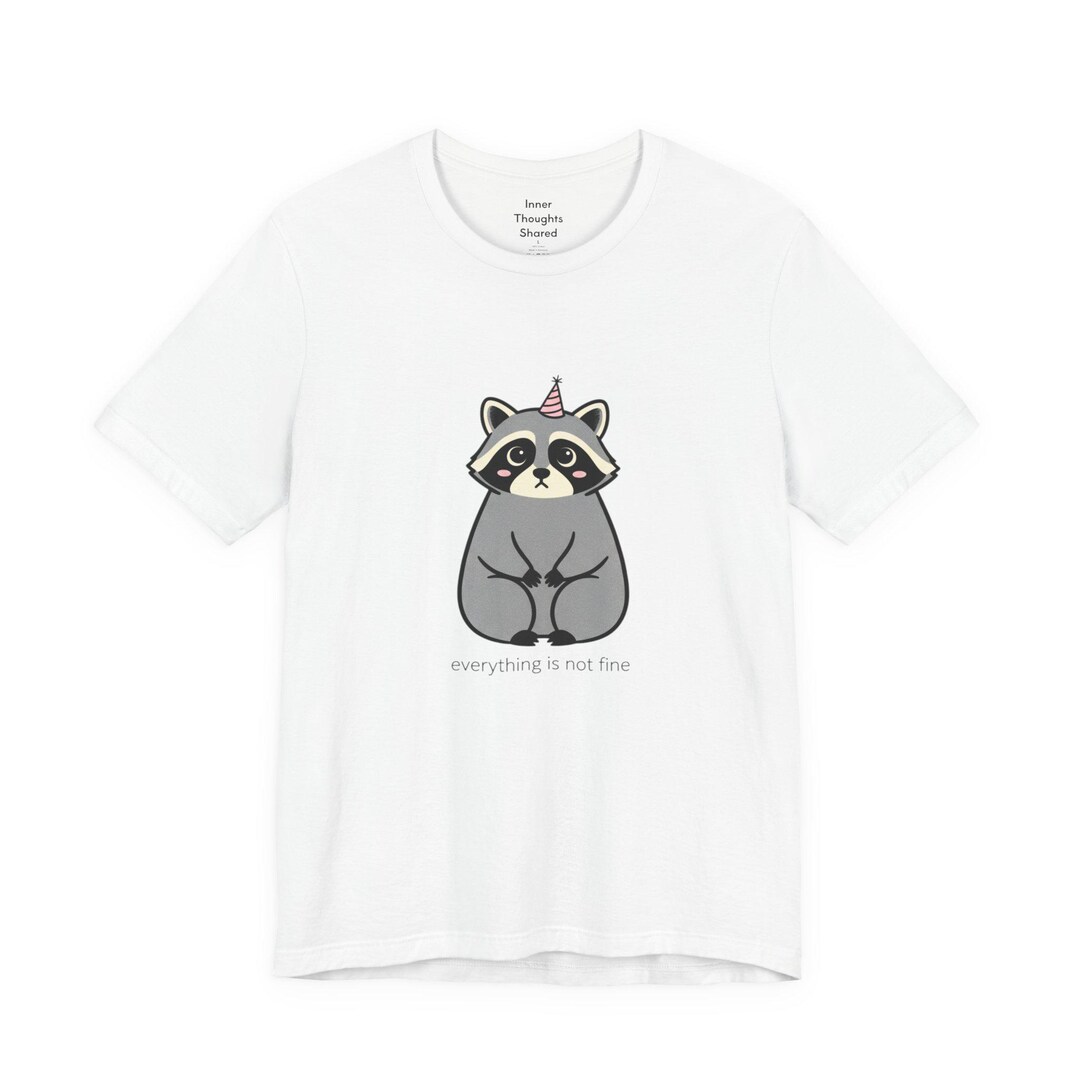 Sad Raccoon Minimal Tee | Existential Animal, Burnout Meme - Etsy