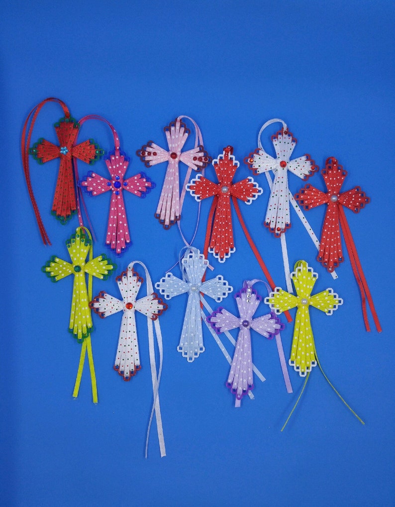 Plastic Canvas Crosses Made w/ Colored PolkaDot Ribbon Etsy