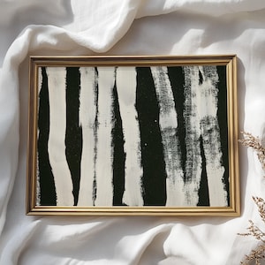Abstract Striped Black & White Oil Painting, Digital Download, Modern Farmhouse Wall Art Contemporary Print for Gallery or Living Room Decor