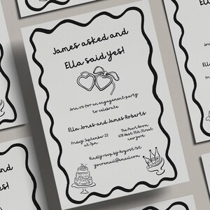 Hand Drawn Engagement Party Invitation Template, Whimsical Scribble Illustrations, Engagement Invites, Handwritten Were Engaged Invite