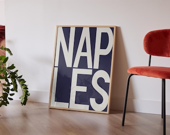 Naples Print, Coastal Naples Wall Art, Florida Minimal Poster, Naples Decor, Naples Block Letters, Clean Modern Naples, Large Text