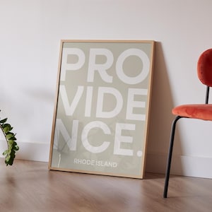 Providence Print, Coastal Providence Wall Art, Rhode Island Poster, Providence Decor,Providence Block Letters,Clean Modern Providence, Beige