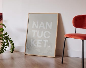 Nantucket Print, Aesthetic Nantucket Wall Art, Cape Cod Minimal Poster, Nantucket Decor, Nantucket Color Art Print, Clean Modern Nantucket