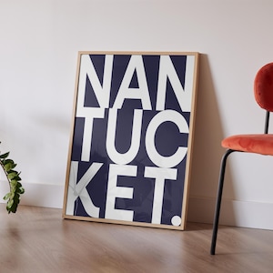 Nantucket Print, Coastal Nantucket Wall Art, Cape Cod Minimal Poster, Nantucket Decor, Nantucket Color Art Print, Clean Modern Nantucket art