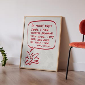 Plantprint, George Harrison Quote Wall Art, George Harrison handgetekende poster, decor, print, The Beatles geschreven, ik ben echt heel simpel
