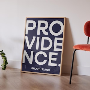 Providence Print, Coastal Providence Wall Art, Rhode Island Poster, Providence Decor, Providence Block Letters, Clean Modern Providence