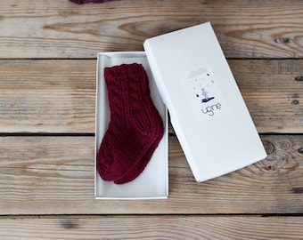 Baby shower gift set, knitted baby girl socks