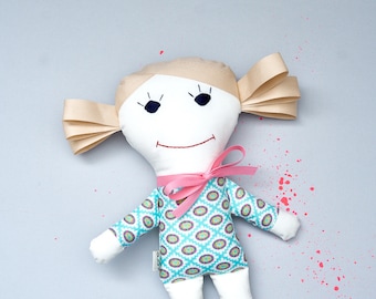 Personalised first rag doll, cloth doll, Soft Girl Christmas Gift. Perfect gift for birthdays, flower girls.