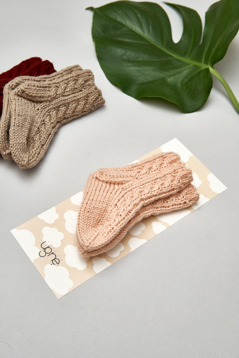 Chaussettes unisexes tricotées pour bébé, cadeau de baby shower pink